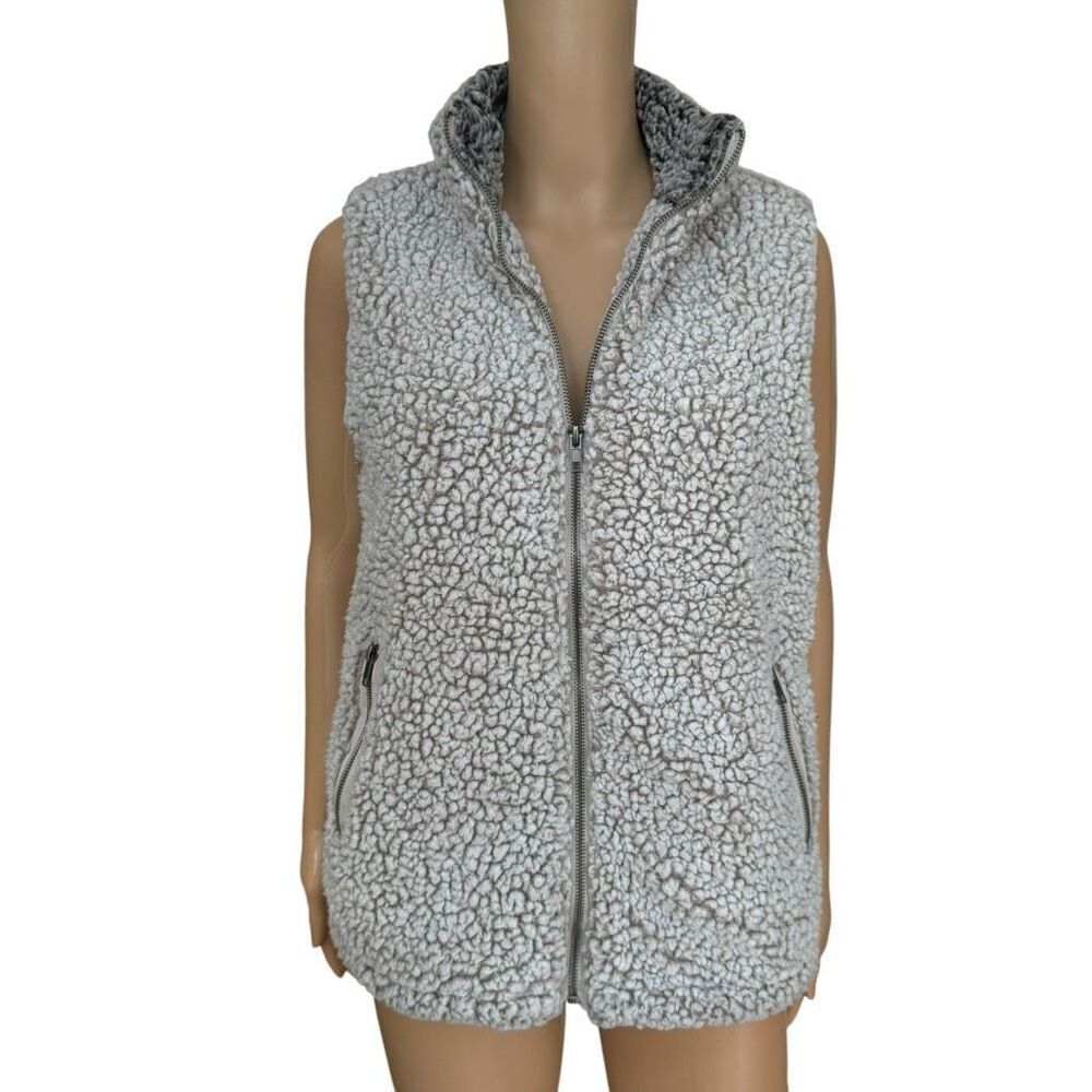 Thread & Supply Popcorn Vest Womens Sleeveless Full Zip Fleece size S